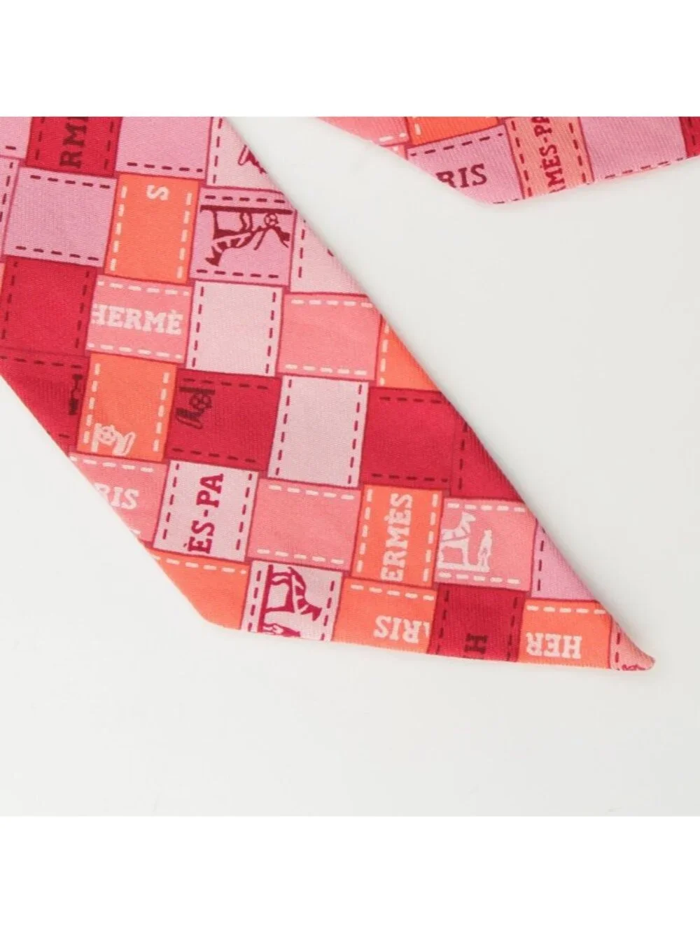 ★SOLD★ Hermes Twilly Silk Bolduc Check Scarf Pink - Picture 4 of 9